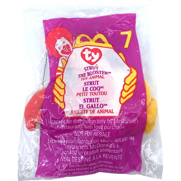 McDonald's x Ty Teenie Beanie Baby #7 Strut the Rooster *NEW* - Picture 1 of 2